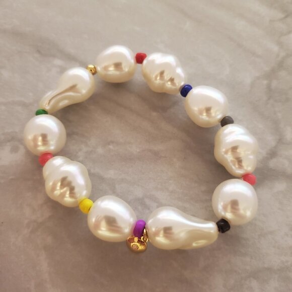 🌈 J.Crew Pearl Beads Beaded Colorful Stretch Bracelet 🌈 - Picture 7 of 11